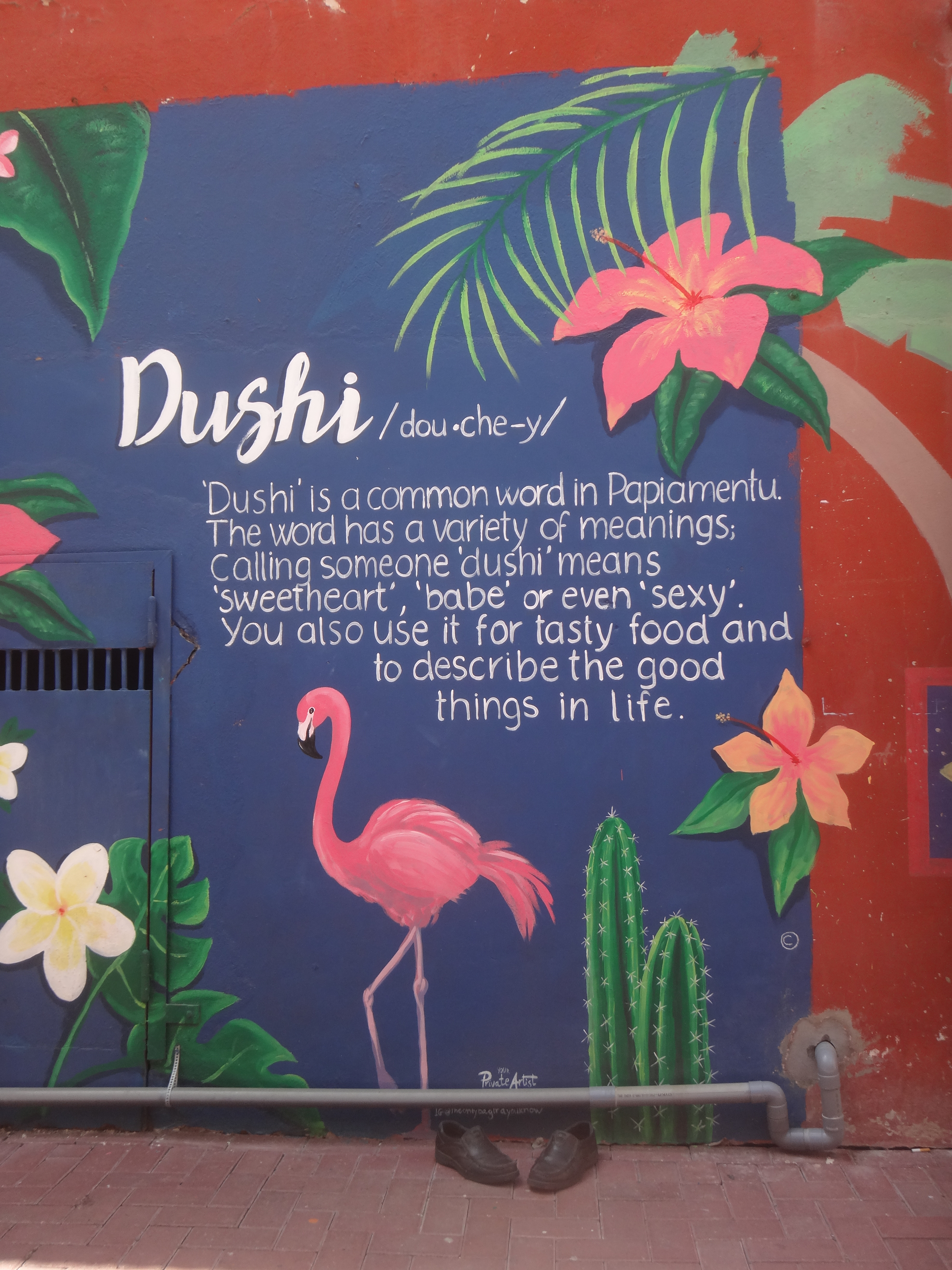 Caribbean street art mural in Curaçao